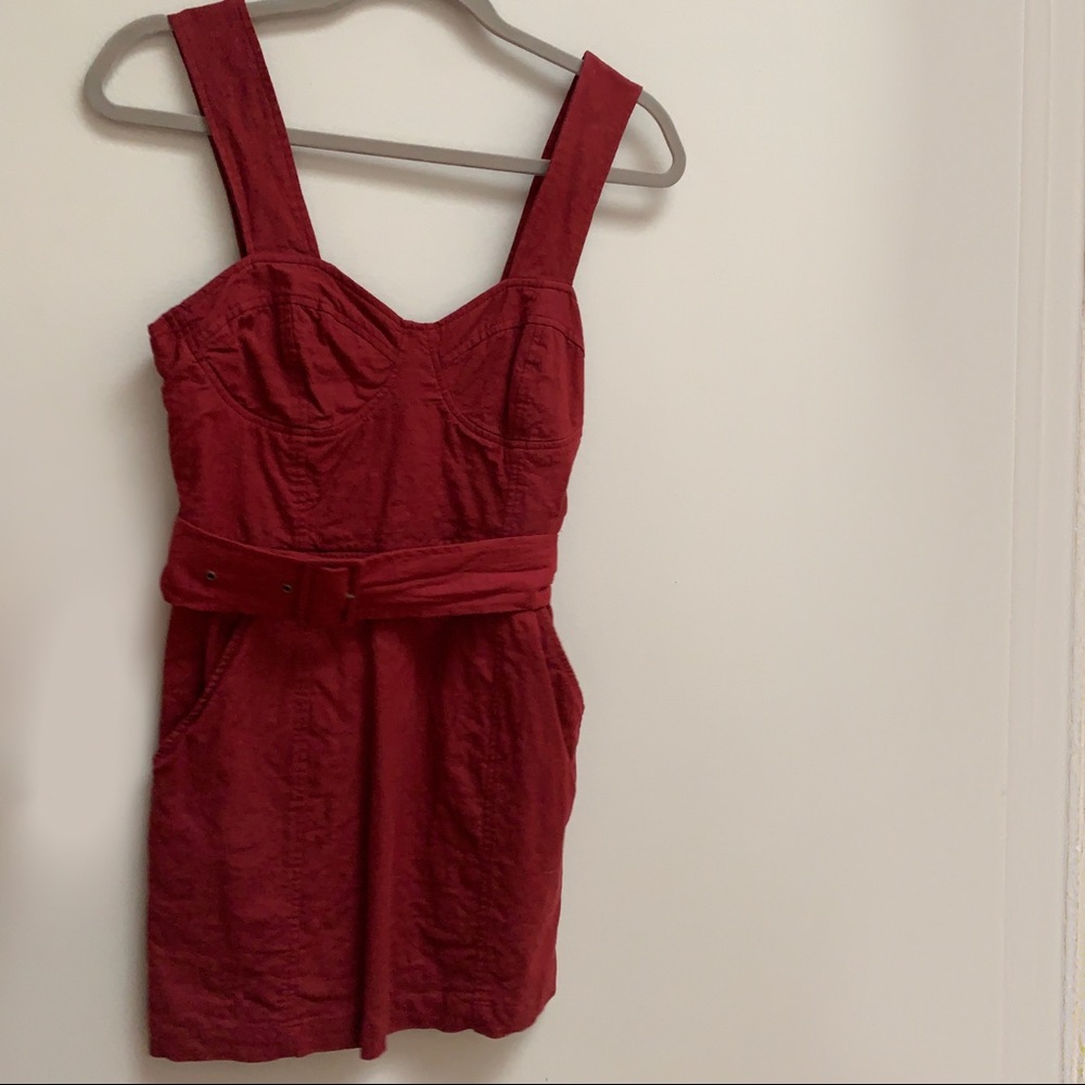 Red linen urban outfitters dress